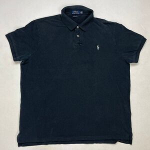 Polo Ralph Lauren Polo Shirt Men Slim Fit Adult XL Black Pony Gray Short Sleeve